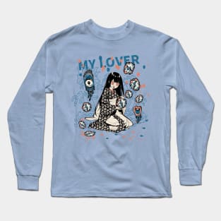 Japanese girl holding flowers Long Sleeve T-Shirt